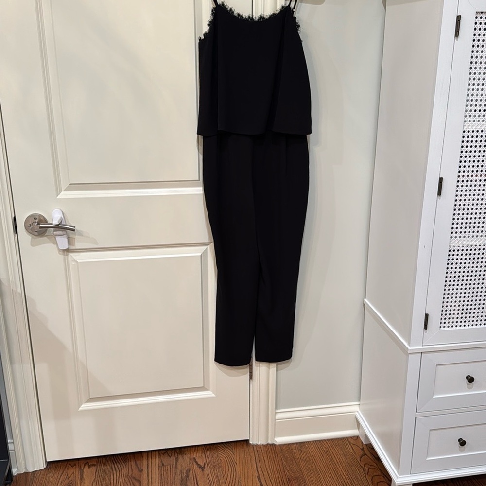 Charles Henry Black Spaghetti Strap Jumpsuit